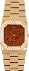 Rolex Cellini 4651 Exotic Wood Dial with Diamond Bezel