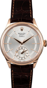 Everose Rolex Cellini 50525 Silver Guilloche Dial