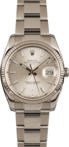 Pre-Owned Rolex Date 115234 Silver Index Dial