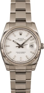 Pre-Owned Rolex Date 115234 White Index Dial