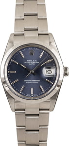 Pre-Owned Rolex Date 15000 Stainless Steel Blue Dial