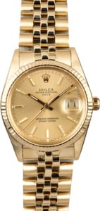 Rolex Date 15037 Champagne Pie Pan Dial