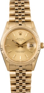 Rolex Date 15037 Champagne Dial Gold Watch