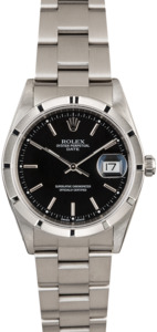 Rolex Date 15210 Black Dial Steel Oyster