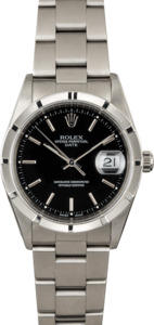 PreOwned Rolex Date 15210 Black Dial Steel Oyster