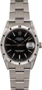 Pre Owned Rolex Date Stainless 15210 Black Index Dial