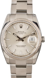 Rolex Date 115234 Silver Luminous Dial