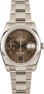 Pre-Owned Rolex Datejust 116200 Brown Floral Dial