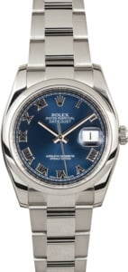 Rolex Datejust 116200 Blue Roman 100% Authentic