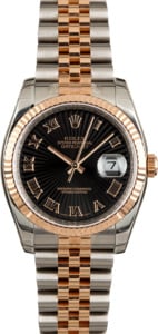 Rolex Datejust 116231 Black Sunburst Dial Rose Gold