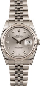 Pre-Owned Rolex Datejust 116234 Rhodium Diamond Dial