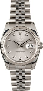 Rolex Datejust 116234 Silver Diamond Dial Steel Jubilee