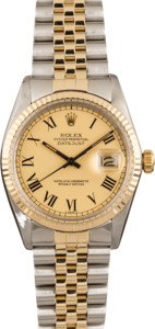 Pre Owned Rolex Datejust 16013 Matte Champagne Buckley Dial
