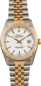 Pre Owned Rolex Datejust 16233 White Index Dial