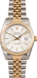 Pre Owned Rolex Datejust 16013 Silver Dial Two Tone Jubilee