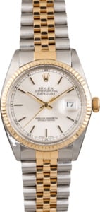 PreOwned Rolex Two Tone Datejust 16013 Silver Dial