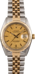 Rolex Two Tone Datejust Champagne Linen Dial 16013