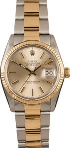 Used Rolex Datejust 16013 Silver Dial Two Tone Oyster T