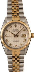 Pre Owned Rolex Two-Tone Datejust 16013 Ivory Pyramid Dial T