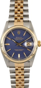 Rolex Datejust 16013 Blue Index Dial Certified Pre-Owned