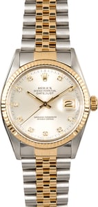 Rolex Datejust 16013 Silver Diamond Dial