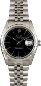 Rolex Datejust 16014 Black Index Dial Jubilee Band