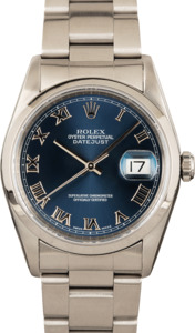 Genuine Rolex Datejust 16200 Blue Roman Dial TT