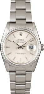 Men's Rolex Datejust 16220 Silver Dial Steel Oyster