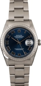 Pre Owned Rolex Datejust 16220 Blue Roman