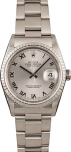 Used Rolex Datejust 16220 Rhodium Roman Dial T