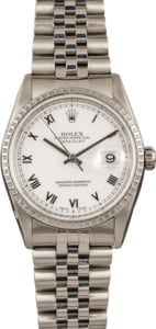 Pre Owned Rolex Steel Datejust 16220 White Roman