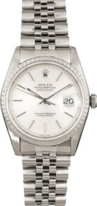 Pre Owned Rolex Datejust 16220 Silver Tapestry Dial