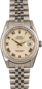 Pre-Owned Rolex Datejust 16220 Ivory Roman Dial
