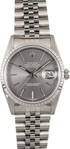 Rolex Mens Datejust 16220 Slate Tapestry Dial - Certified Pre-owned