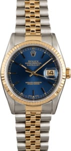 Rolex Datejust 16233 Blue Index Dial Two Tone Jubilee