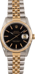 Pre Owned Rolex Datejust Two Tone 16233 Black Dial