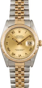 Rolex Datejust 16233 Champagne Roman Dial Two Tone Watch