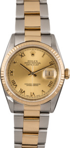 Pre Owned Champagne Roman Dial Rolex Datejust 16233