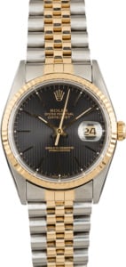 Pre Owned Two-Tone Rolex Datejust 16233 Black Tapestry