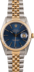 Pre Owned Rolex Datejust 16233 Two Tone Blue Dial