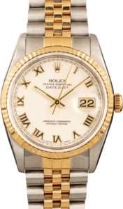 Pre Owned White Roman Dial Rolex Datejust 16233