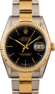 Used Rolex Two Tone Datejust 16233 Black Index Dial