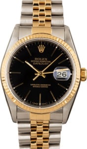 Rolex Steel and Gold Datejust 16233 Black Dial