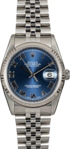 Genuine Rolex Datejust 16234 Blue Roman Dial