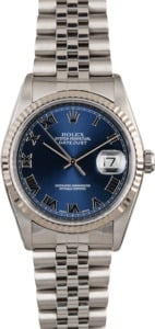 Men's Rolex Datejust 16234 Blue Roman Dial
