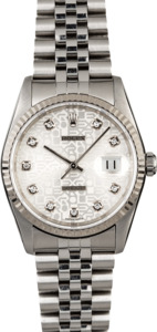 Men's Rolex Datejust 16234 Silver Diamond Jubilee Dial