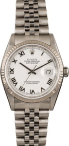Used Rolex DateJust 16234 White Roman Dial Fluted Bezel