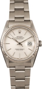 Pre-Owned Rolex DateJust 16234 Silver Tapestry Dial T