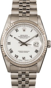 Pre Owned Rolex Datejust 16234 White Roman Dial Jubilee Band
