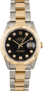 Used Rolex Datejust Turn-O-Graph 16263 Black Diamond Dial